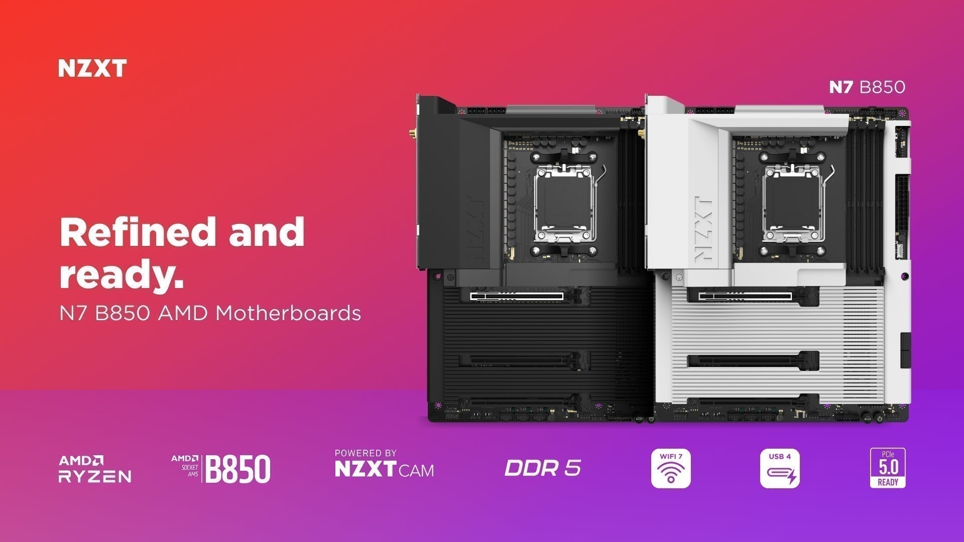 NZXT announces the N7 B850 AMD motherboard—refined, ready, and built for the latest Ryzen processors