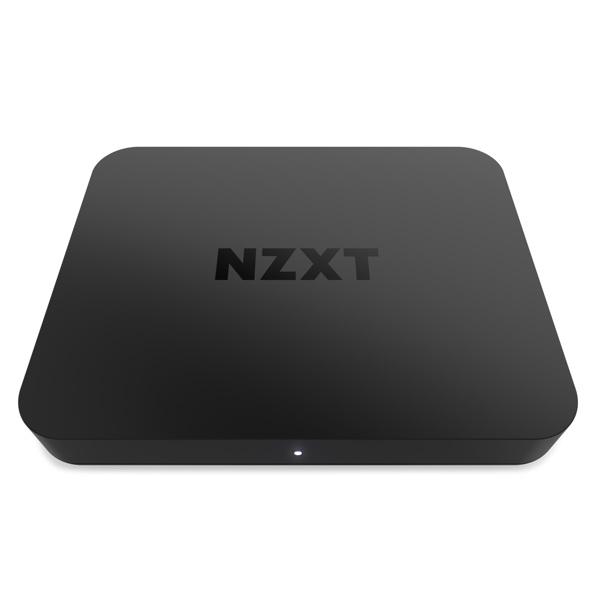 The NZXT Signal HD60 is a sleek, black rectangular capture card with rounded edges, the NZXT logo on top, and a white indicator light in front, designed for ultra-low latency and zero-lag passthrough performance.