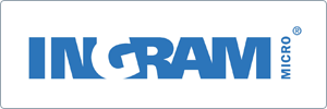 The blue and white Ingram Micro logo, with the word INGRAM in large bold blue letters and MICRO vertically in smaller letters to the right.