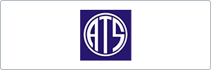 A blue square logo with the white letters ATS stylized inside a white circle, centered on a white background with rounded corners.