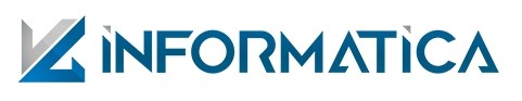 Logo featuring a stylized IZ design on the left and the word INFORMATICA in bold, modern blue uppercase letters on the right.