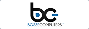 Logo for Bosse Computers Ltd. featuring a stylized lowercase bc in black with blue accents, and the company name BOSSE COMPUTERS LTD in blue and black text below.