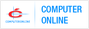 Logo with a red stylized C and blue crosshairs on the left, the words COMPUTERONLINE below it, and large blue text COMPUTER ONLINE on the right on a white background.