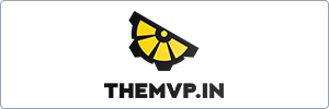 A stylized yellow and black lemon wedge logo is centered above the bold black text THEMVP.IN on a white background.