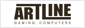 Logo with the words ARTLINE GAMING COMPUTERS in bold black letters on a white background. The word ARTLINE is prominently displayed above GAMING COMPUTERS.