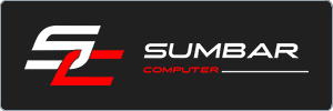 Logo for Sumbar Computer on a black background. The design features a large stylized SC in white and red, with SUMBAR in white capital letters and COMPUTER in smaller red text underneath.