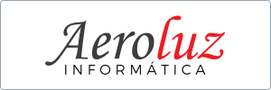 Logo for Aeroluz Informática with Aeroluz in a cursive font, where luz is highlighted in red, and INFORMÁTICA in uppercase black letters below.