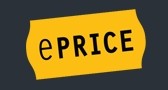 A yellow ticket-shaped label with the word ePRICE written in black letters on a dark gray background.