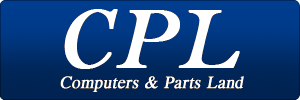 Logo with white text on a blue background that reads CPL in large letters and Computers & Parts Land in smaller letters underneath.