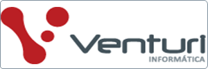 Logo of Venturi Informática featuring three red abstract shapes on the left and the company name Venturi Informática in gray text on the right.
