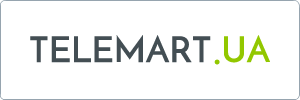 Logo with the text TELEMART.UA in uppercase letters. TELEMART is in dark gray, and .UA is in green, all on a white background with a thin border.