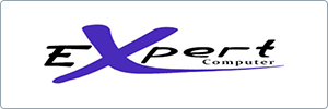 Logo for Expert Computer with the word Expert stylized. The capital X is large and purple, while the rest of the text, including Computer below, is in a smaller black font on a white background.
