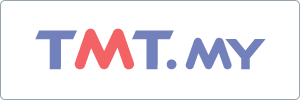 Logo with the text TMT.MY in uppercase letters; TMT is in red, and .MY is in blue, set against a white background with a thin green border.