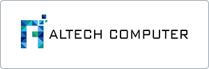 Logo for Altech Computer featuring a stylized “A” composed of blue and green geometric shapes, followed by the text “ALTECH COMPUTER” in black capital letters on a white background.