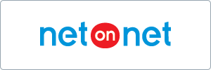 Logo with the text “netonnet” in blue letters, except for “on” which is in white inside a red circle, all on a white background with a thin gray border.