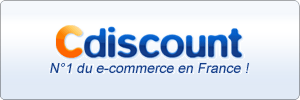 Logo of Cdiscount with text N°1 du e-commerce en France ! on a light background. The word Cdiscount features a gradient orange C followed by blue letters.