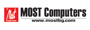 Logo of MOST Computers with MOST Computers in bold black text and a red square on the left featuring white script. Below is the website URL: www.mostbg.com.