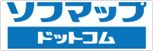 A blue and white logo with Japanese text. The top line reads ソフマップ and the bottom line, inside a blue rectangle, reads ドットコム.