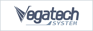 Logo for Vegatech System featuring stylized text and a wing-like design on the left, all in shades of blue and gray on a white background.
