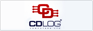 Logo for CDLOG Computers Ltd. featuring two intertwined red C and D letters with circuit-like lines, above the company name CDLOG in bold blue and COMPUTERS LTD in smaller text below.