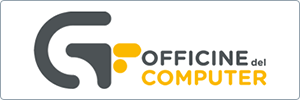 Logo with a stylized OC design on the left and the text OFFICINE del COMPUTER in gray and yellow on the right, all on a white background with a thin gray border.