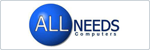 Logo for All Needs Computers with the word ALL in white inside a blue circle, followed by the words NEEDS Computers in blue text on a white background.