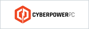 CyberPowerPC logo featuring a red hexagon with a white geometric design on the left, and the text CYBERPOWERPC in bold black and gray letters on the right.