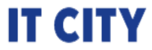The image shows the word ITCITY in bold, blue capital letters on a white background.