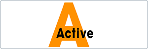 The word Active is displayed, with a large orange capital letter A and the rest of the word ctive in bold black font overlaid on the A, set against a white background.