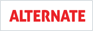 A green rectangle with the word ALTERNATE written in bold, red, uppercase letters in the center.