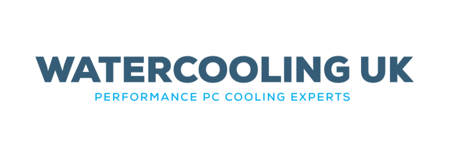 Watercooling UK logo with the tagline Performance PC Cooling Experts on a black background.