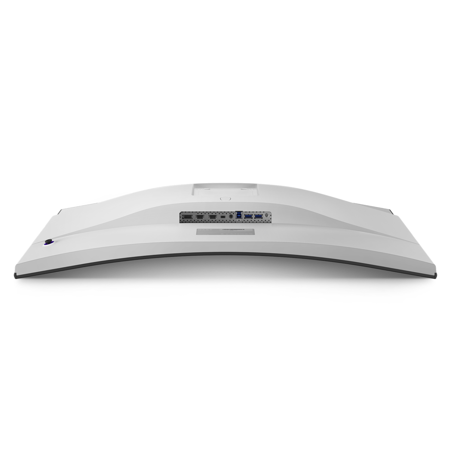 The NZXT Canvas 32Q Curved (Panel Only) is a white curved computer monitor shown from the back, highlighting its connection ports and ventilation, and designed for an immersive display with QHD resolution.