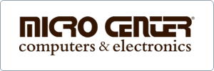 Micro Center logo with the words Micro Center in bold stylized text above computers & electronics in smaller font.