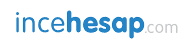 Logo with the text incehesap.com; ince and .com are in gray, hesap is in bold blue font.