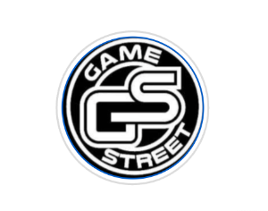 A circular logo with a black background featuring the letters GS in bold white font. The words GAME appear at the top and STREET at the bottom, both curved along the circles edge.
