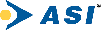 The ASI logo features a large blue S shape with a yellow circle on the left, followed by bold blue letters ASI and a registered trademark symbol.