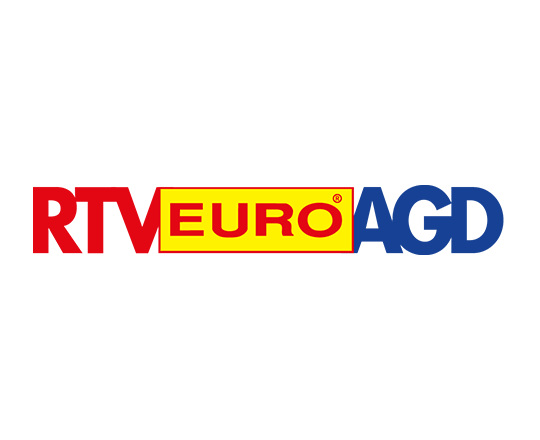 Rectangular logo with a red left half and blue right half. In the center, a yellow box with the word EURO in bold red letters. The background is white.