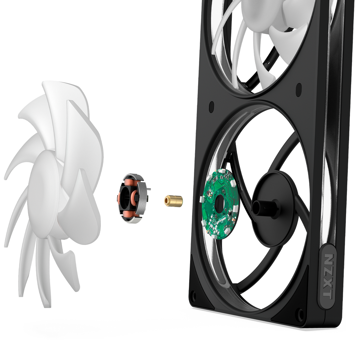 NZXT F120 RGB black, exploded component view