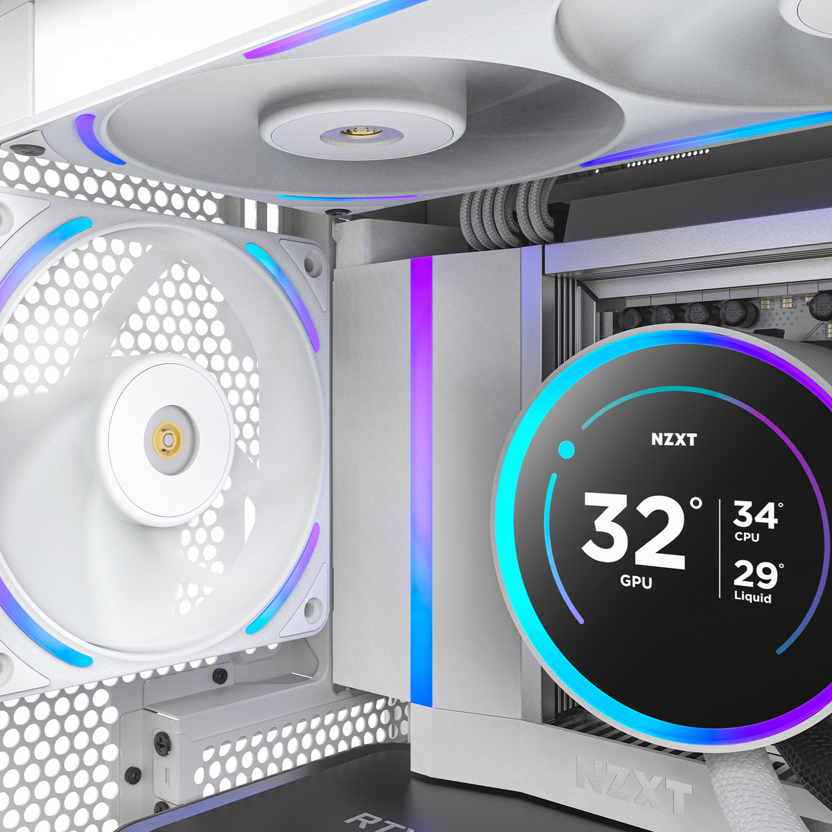 NZXT F120X white fan installed in a build