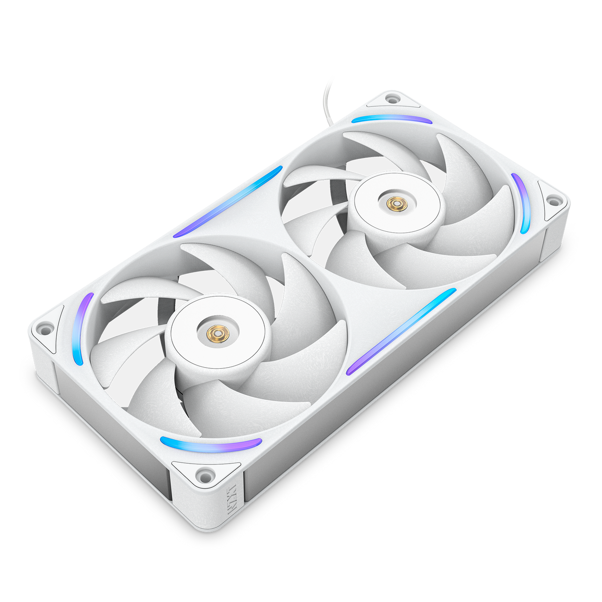 NZXT F240X white two-pack, three-quarter view