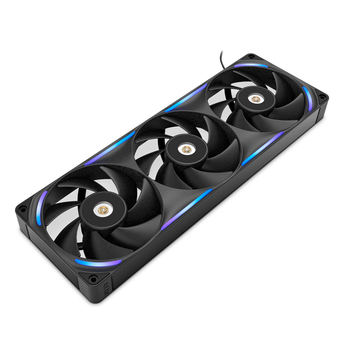 NZXT F360X black three-pack, three-quarter view