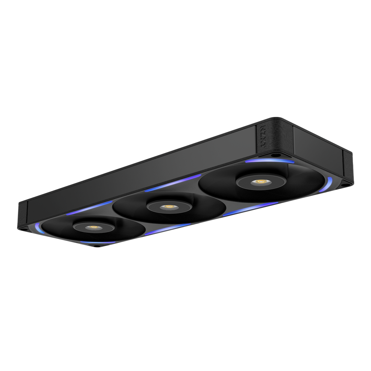 NZXT F360X black three-pack, low profile view