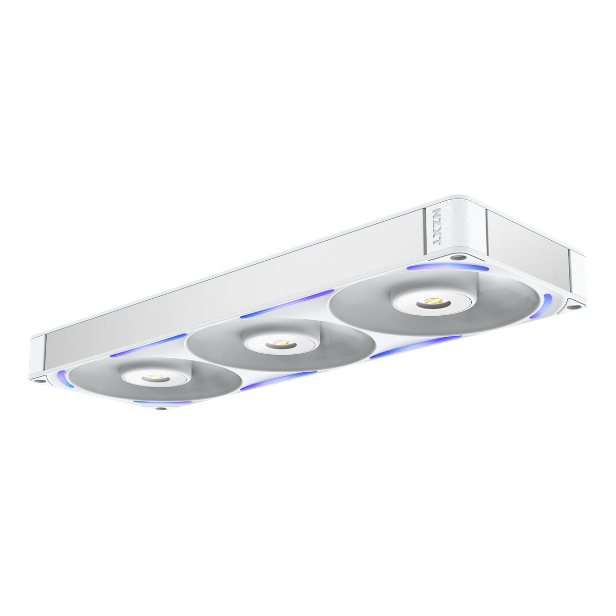 NZXT F360X white three-pack, low profile view