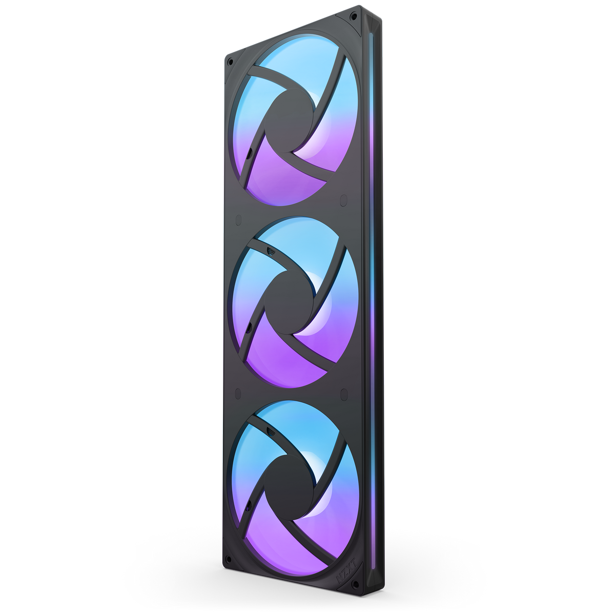NZXT F420 RGB Core fan in black, blade side front view