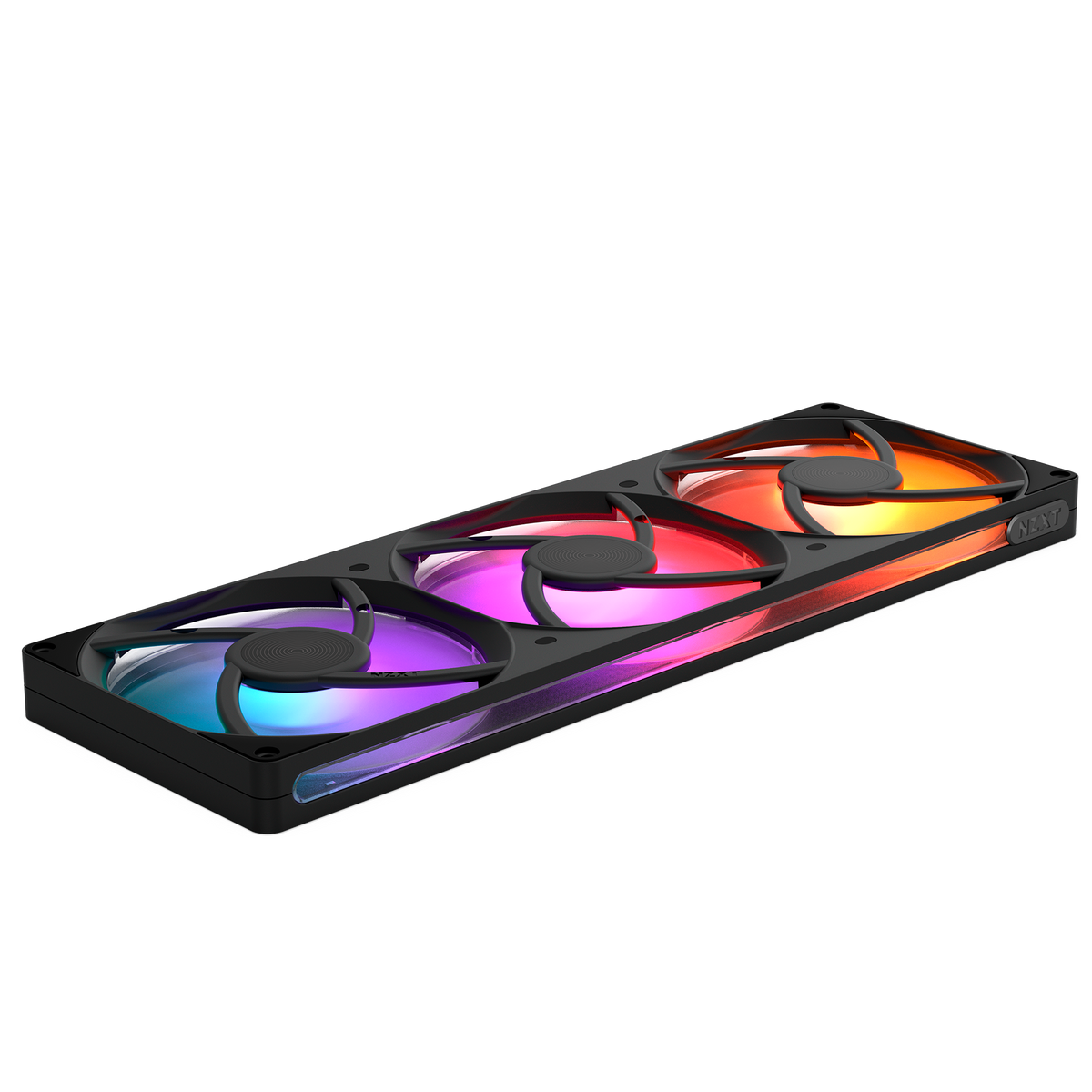 NZXT F420 RGB black three-pack, rear view