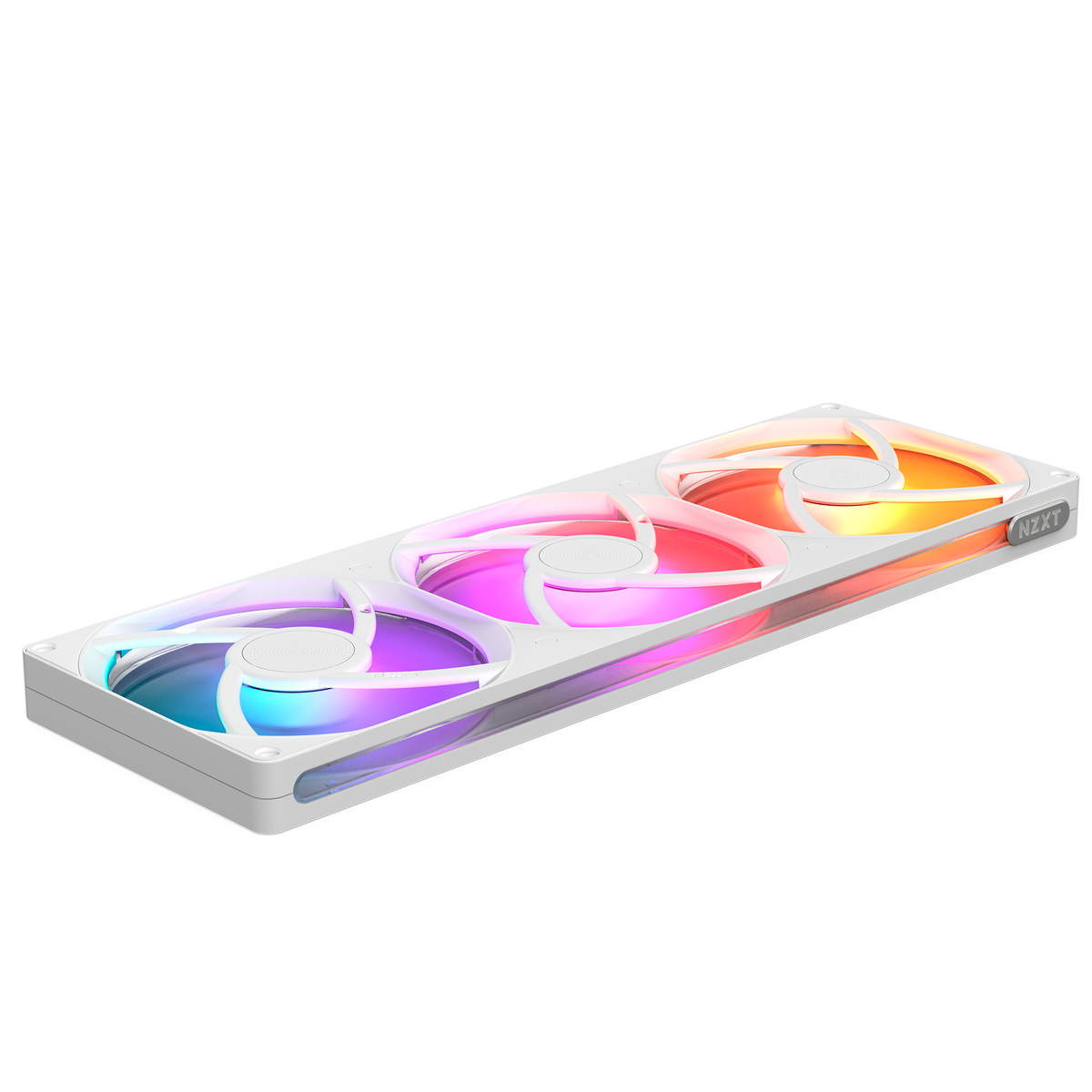 NZXT F420 RGB white three-pack, rear view