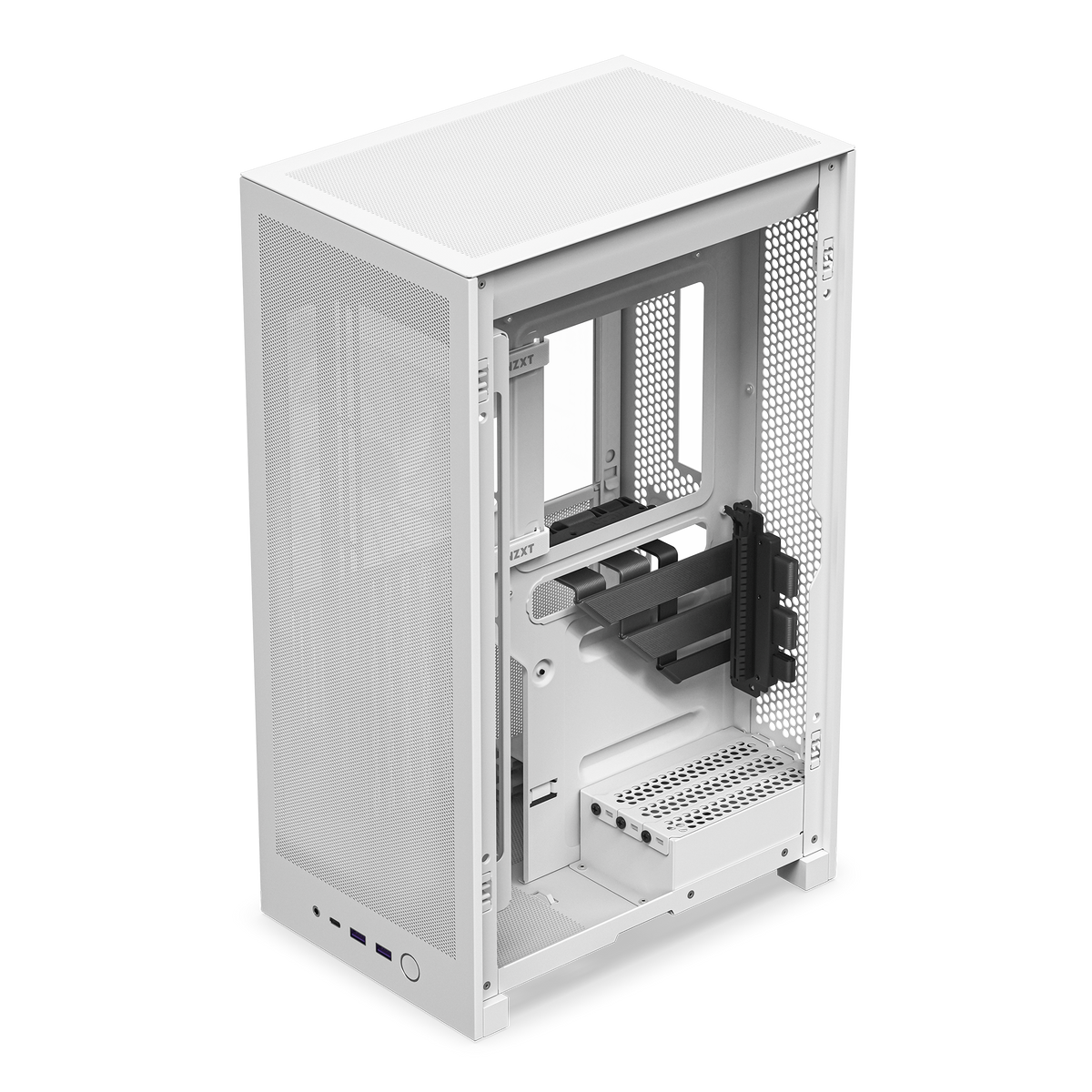 NZXT H2 Flow case in white, interior with panel removed