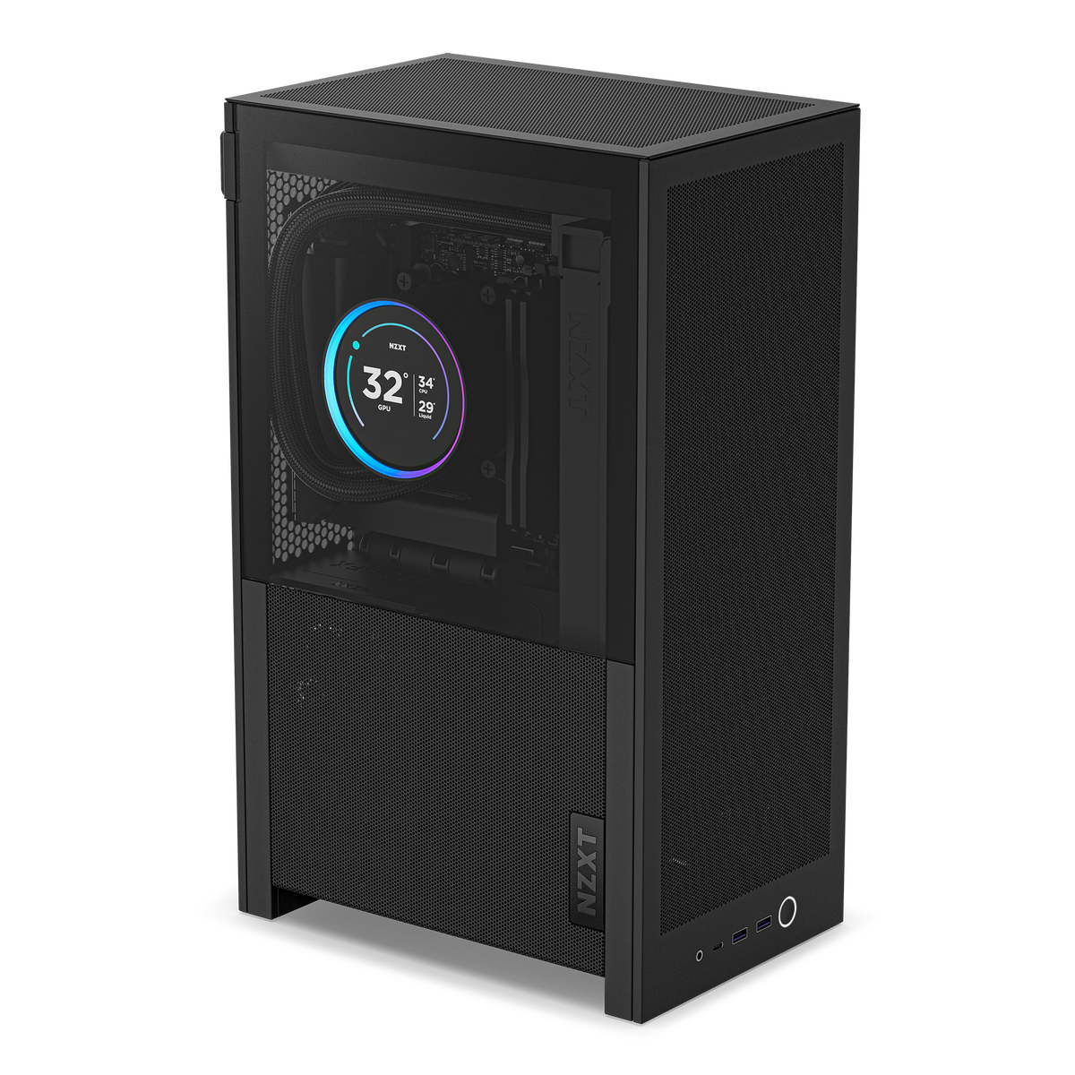 NZXT H2 Flow case in black with a completed PC build inside