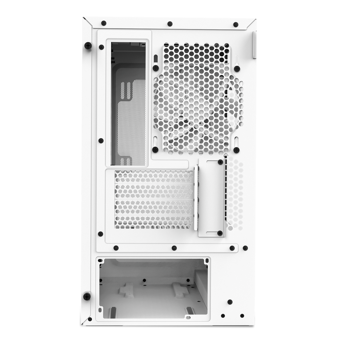NZXT H3 Flow case in white, rear view