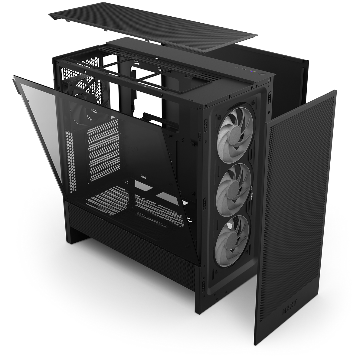 NZXT H5 Flow RGB black, exploded view of the panels and frame